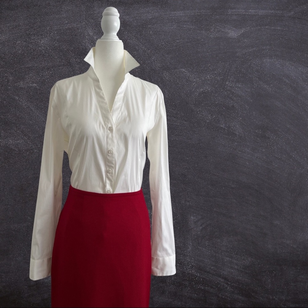 Ann Taylor Factory White Button Down Blouse. Size M.